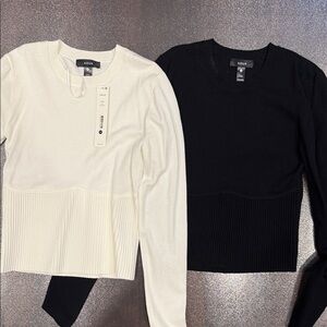 Aqua Elegant Black and Cream Sweater Duo